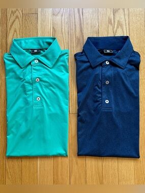 Lot 2 FootJoy Golf Men’s Short Sleeve Golf Polo Shirts Large Green Blue